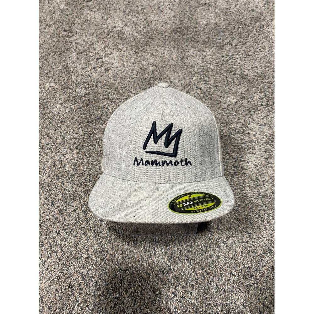 Flexfit Mammoth Fitted Hat Mens 6 1/2-6 7/8 Gray Excellent Embroidered Crown Cap